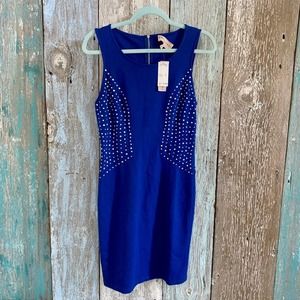 Philosophy Sleeveless Bodycon Dress Blue Small